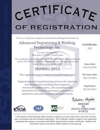 AEMT quality certificate of registration